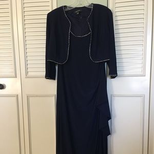 R&M Richards navy blue ankle length evening dress